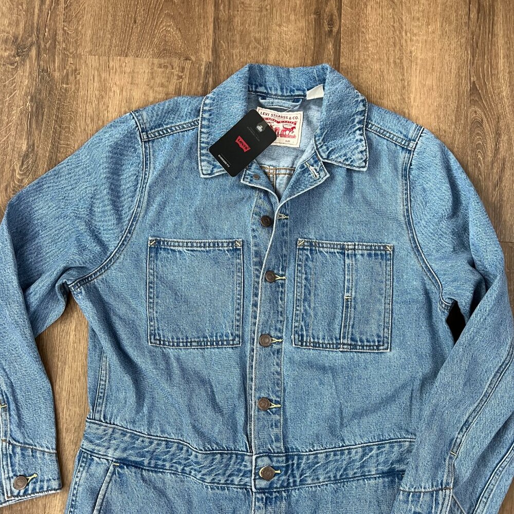 NEW Levi's Iconic Denim Jean Coverall Jumpsuit Sz L - Picture 4 of 15
